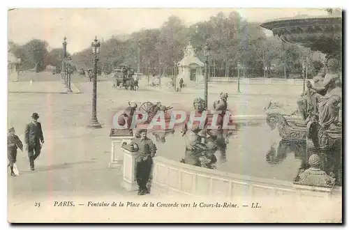 Cartes postales Paris Fontaine de la Place de la Concorde vers le Cours la Reine