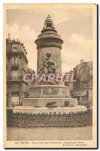 Ansichtskarte AK Reims Monument des Infirmieres Esplanade Ceres
