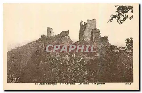 Cartes postales La Creuse pittoresque Crozant les ruines vue generale