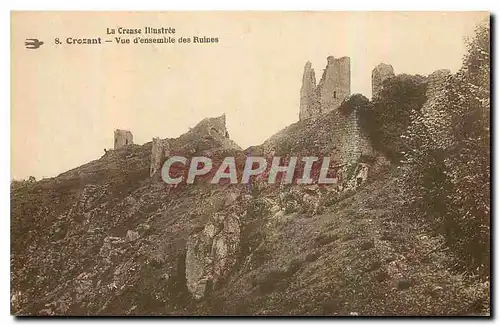 Cartes postales La Creuse illustree Crozant vue d'ensemble des Ruines