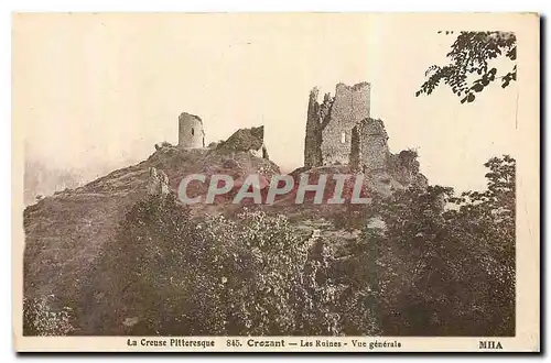 Cartes postales La Creuse pittoresque Crozant les ruines vue generale