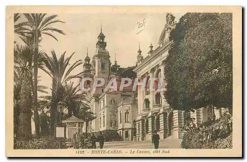 Cartes postales Monte Carlo le casino cote sud