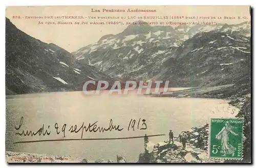 Ansichtskarte AK Environs d'Ax les Thermes Vue d'ensemble du Lac de Naguilles prise de la Berch au fond massif du