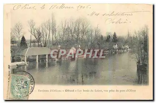 Cartes postales Environs d'Orleans Olivet Les Bords du Loiret vue prise du Pont d'Olivet