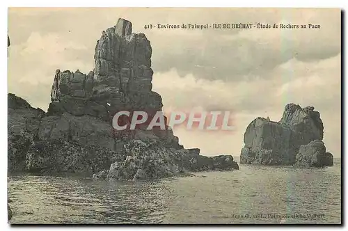 Cartes postales Environs de Paimpol Ile de Brahat Etude de Rochers au Paon