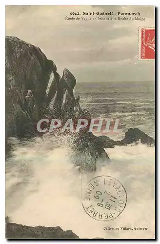 Cartes postales Saint Guenole Penmarch Etude de Vague en brisant a la Roche du Moine