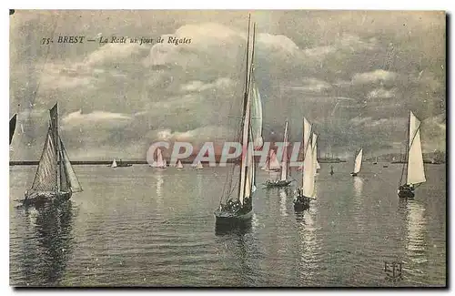 Cartes postales Brest la rade un jour de Regates Bateaux