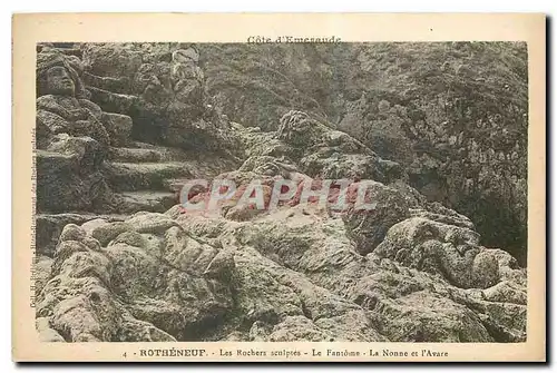 Cartes postales Cote d'Emeraude Rotheneuf les rochers scultes le Fantome la nonne et l'Avare