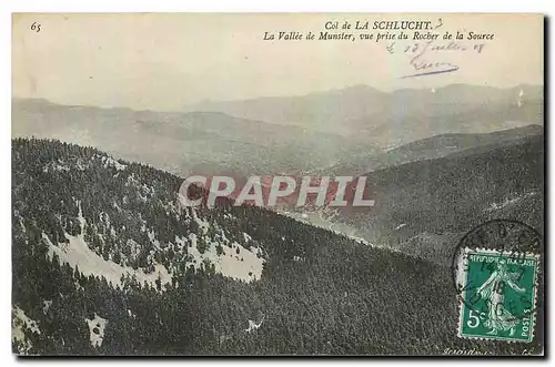 Cartes postales Col de la Schlucht La Valee de Munster vue prise du Rocher de la Source