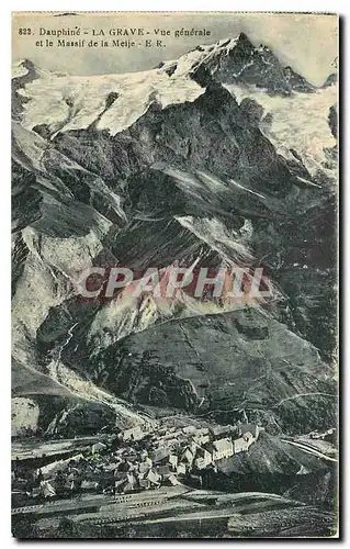 Cartes postales Dauphine La Grave vue Generale et le Masif de la Meije