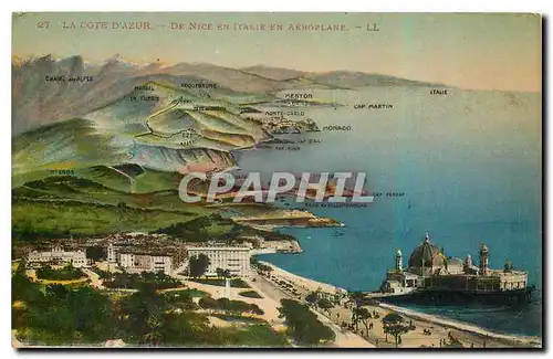 Cartes postales La Cote d'Azur De Nice en Italie en Aeroplane