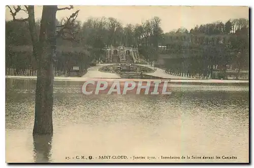 Cartes postales Saint Cloud Janvier Inondation de la Seine devant les Cascades