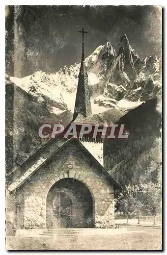 Ansichtskarte AK Au Pays du Mont Blanc Chapelle des Praz de Chamonix et Aiguille du Dru