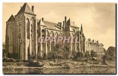 Cartes postales Abbaye St Pierre de Solesmes vue du Pont sur la Sarthe