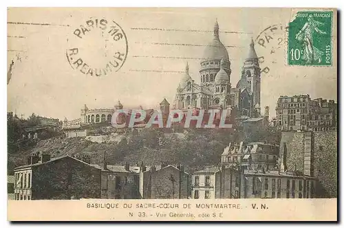 Cartes postales Basilique du Sacre Coeur de Montmartre Vue generale cote S E