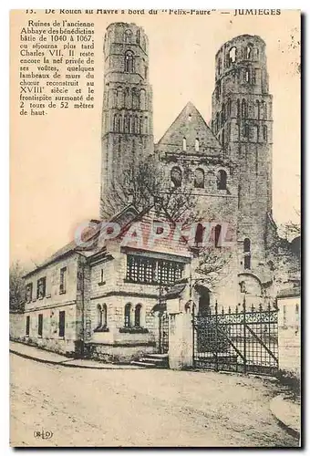 Cartes postales De Rouen au Mavre a bord du Felix Maure Jumieges