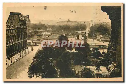 Cartes postales Paris en flanant Perspective sur les Tuileries L'Avenue des Champs Elysees et L'Etoile