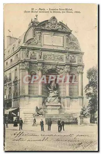 Cartes postales Paris Fontaine Saint Michel Saint Michel terrassant le Demon