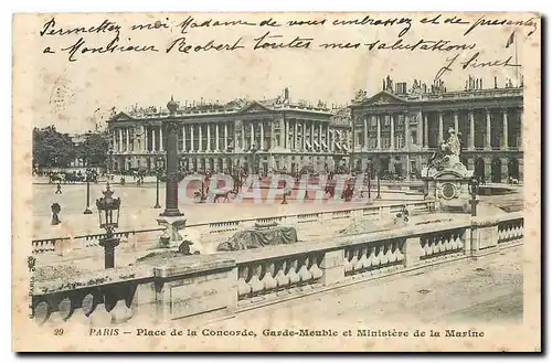 Cartes postales Paris Place de la Concorde Garde Meuble et Ministere de la Marine