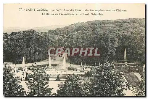 Cartes postales Saint Cloud le Parc de Grandes Eaux ancien emplacement du Chateau le Basin du Fer a Cheval et le