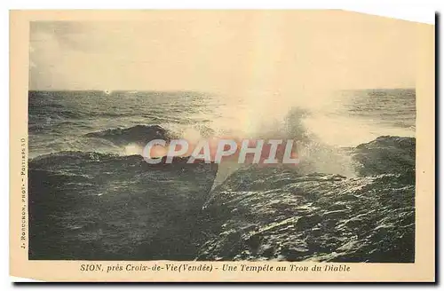 Cartes postales Sion pres Croix de Vie Vendee une Tempete au Trou du Diable