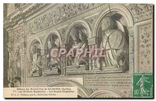 Cartes postales Abbaye des Benedictins de Solesmes Sarthe les Celebres Sculptures les Quatre Chapelains
