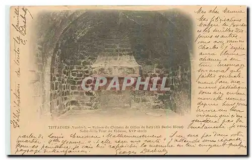 Cartes postales Tiffauges Vendee Ruines du Chateau de Gilles de Retz dit Barbe Bleue Salle de la Tour du Vidame