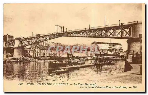Cartes postales Port Militaire de Brest Le Pont national vue prise de l'Avant Port rive droite Bateau