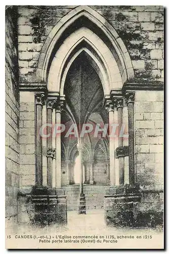 Cartes postales Candes I et L L'Eglise Commencee en 1175 Petite Porte laterale Ouest du Porche