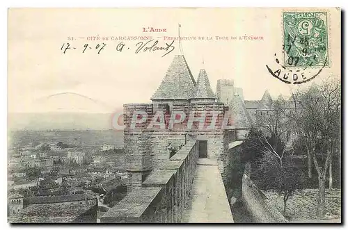 Ansichtskarte AK L'Aude Cite de Carcassonne Perspective de la Tour de l'Eveque
