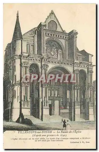 Ansichtskarte AK Villeneuve sur Yonne La Facade de l'Eglise d'apres une gravure de 1842