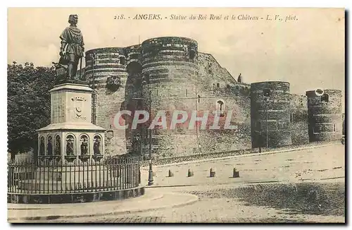 Cartes postales Angers Statue du Roi Rene et le Chateau