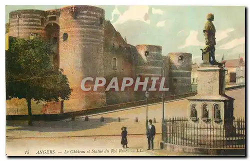 Cartes postales Angers Le Chateau et Statue du Roi Rene