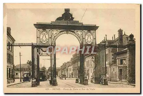 Ansichtskarte AK Reims Porte de Paris et Rue de Vesle