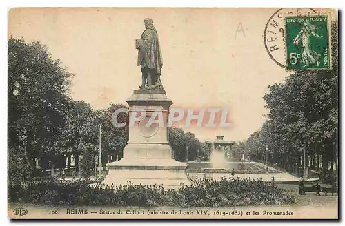 Cartes postales Reims Statue de Colbert Ministre de Louis XIV et les promenades