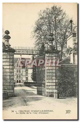 Cartes postales Chateau d'Azay le Rideau La Grille de la Cour d'Honneur