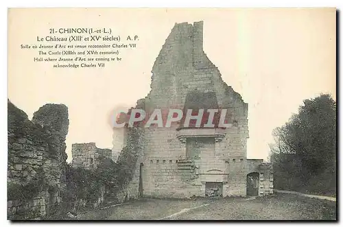 Cartes postales Chinon I et L Le Chateau Salle ou Jeanne D'Arc est venue reconnaitre Charles VII