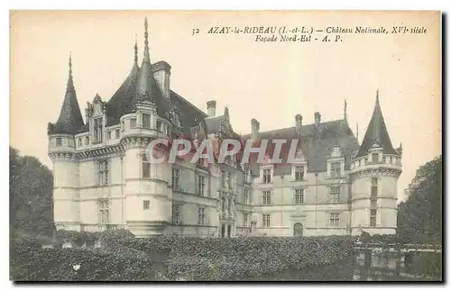 Cartes postales Azay le Rideau I et L Chateau Nationale Facade Nord Est