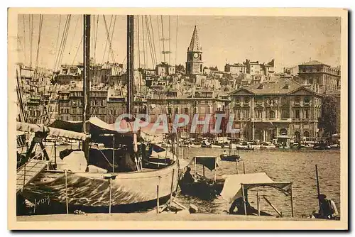 Cartes postales La Douce France Marseille Bouches du Rhone Un Coin du Vieux Port et l'Hotel de Ville Bateaux