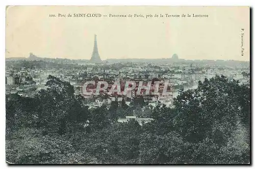 Cartes postales Parc de Saint Cloud Panorama de Paris pris de Terrasse de la Lanterne Tour Eiffel