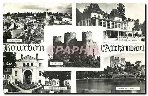 Cartes postales Bourbon L'Archambault Allier Vue generale Le casino Etablissement thermal L'etang et le ch�teau