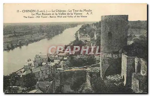 Cartes postales Chinon I et L Le Chateau La Tour du Moulin Le Mur Romain et le Vallee de la Vienne