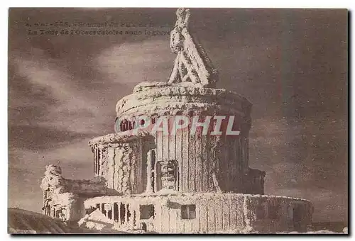 Cartes postales Sommet du Puy de Dome La Tour de l'Observatoire sous le givre