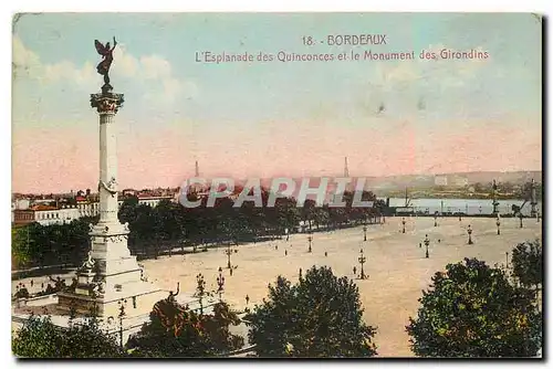 Ansichtskarte AK Bordeaux l'Esplanade des Quinconces et le Monument des Girondins