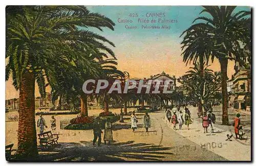 Cartes postales Cannes Casino Allee de palmiers