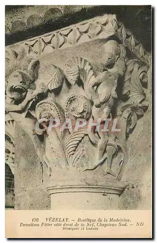 Cartes postales Vezelay Basilique de la Madeleine Deuxieme Pitier cote droit de la Nef Chapiteau Sud