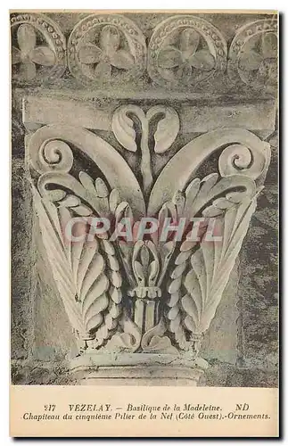 Cartes postales Vezelay Basilique de la Madeleine Chapiteau du einguieme Pilier de la Nef Cote Ouest