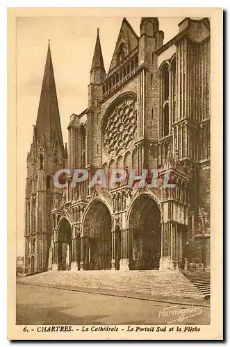 Cartes postales Chartres La Cathedrale Le Portail Sud et la Fleche