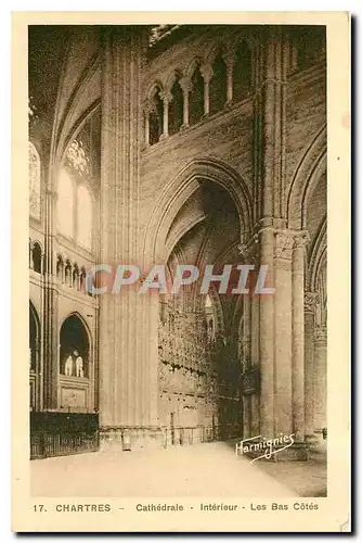 Cartes postales Chartres Cathedrale Interieur Les Bas Cotes