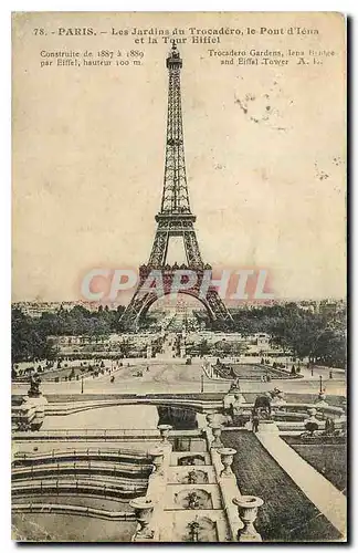 Ansichtskarte AK Paris Les Jardins du Trocadero Le pont d'Iena et la Tour Eiffel